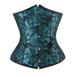 Cheap Sexy Lace Satin Underbust Corset Green Red Waist Trainer Cincher Corsets And Bustiers Harness Bustier Corselet J190701