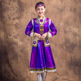 Retro Mongolian clothing women's wear Inner Mongolia Folk dance costumes Mongolian gown Robe Dress adult minority costumes dress