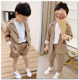 Kids Casual outfits boys performance Clothing Sets Lapel long sleeve blazers outwear+2pcs sets 2019 autumn boy clothes Y2172