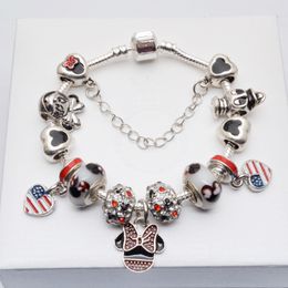 Wholesale- Glass Charm Cartoon beads bracelet For Women/child Original DIY Jewelry Style Fit Pandora with Crown