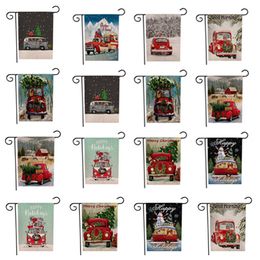 Christmas Garden Flags Banners cartoon Pattern xmas Theme Two Sides animal Patterns party Christmas decorations Banner Flags 30pcs T2I5469