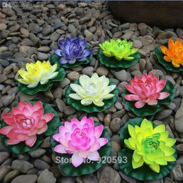 Wholesale-NEW 10cm EVA real touch flowers artificial flowers silk flower lotus pond decorate home decoration