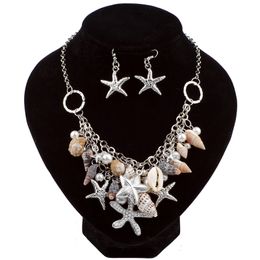 Amazon hot sale 2019 summer sea style shell Jewellery set pearl statement Jewellery set wholesale custom-made