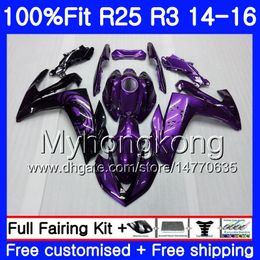 Gloss purple hot Injection Body For YAMAHA YZF R3 R25 YZF-R3 YZFR25 14 15 16 17 240HM.21 YZF-R25 R 25 YZFR3 2014 2015 2016 2017 Fairings kit