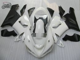 -Le kit personnalisé gratuit pour Kawasaki Ninja ZX-6R 05 06 636 ZX6R kit carénage de moto de course de route blanche ZX636 2005 2006 ZX 6R