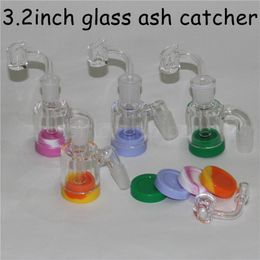 14mm 18mm Male 45 90 Degree Smoking Glass Ash Catchers with silicone container 4ml quartz banger for Dab Rigs Reclaim Catcher Adapter