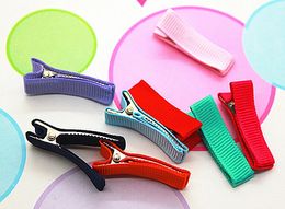 35MM DIY All covered Ribbon hair clip Accessory fully lined alligator Double Prong clips girl Hair Bows flowers hairband 20pcs FJ3228