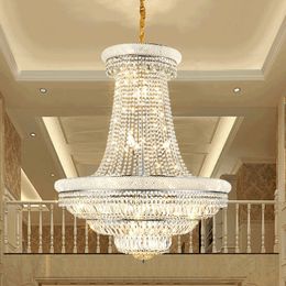 American Crystal Chandelier LED Light Modern Crystal Chandeliers Lights Fixture Hotel Hall Lobby Villa Stair Way Lamp Home Indoor Lighting