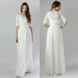 2019 Vintage Long Beach Boho Bridesmaid Dress With Half Sleeves Maid of Honour Dress Wedding Guest Gown Custom Made Plus Size