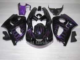 zxmotor 7gifts fairing kit for suzuki gsxr600 gsxr750 srad 19962000 black purple flames gsxr 600 750 96 97 98 99 00 fairings fd34