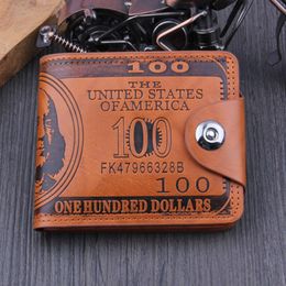 2021 US Dollar Bill Wallet Brown Black Leathert Bifold Pack Small Purse /E