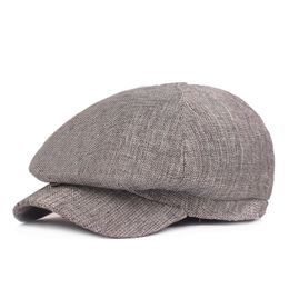 Spring Autumn Unisex Cotton Hemp Berets Men's Forward Hat Fashion Newsboy Ivy Cap Casual Flat Driving Golf Cabbie Caps