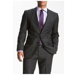 New Designed Black Wedding tuxedos 2019 Notched Lapel British style Custom Made Mens Suit Slim Fit Blazer Wedding suits for men(Jacke+pant)