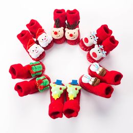 Infant Christmas Socks Baby Xmas Newborn Anti Slip Sock Cartoon Cute Winter Warm Floor Socks Toddler First Walker Kids Clothing M730