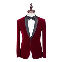 Handsome Velvet Material Groom Tuxedos Man Business Suits Men Prom Party Coat Trousers Sets (Jacket+Pants+Bow Tie) K 50