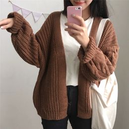 Fashion-New Autumn Knit Sweater Women 2018 Fashion Harajuku Loose Warm Cardigan Women College Casual Long Sleeve Winter Coat SH190930