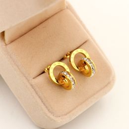 Stud Fashion Brand Titanium Steel Small Square Stud Roman Earring Jewellery Gold Plated Sier/rose Colour for Woman Gift 2024 Gift