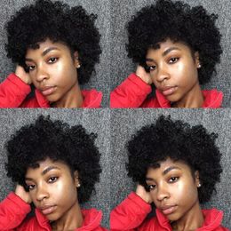 fashion new hairstyle African Ameri soft brazilian hair short kinky curly natural wig Simulation Human Hair kinky curly wig with bang