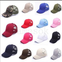 15 Colours Baseball Hat Ponytail Messy Buns Trucker Pony Caps Plain Baseball Visor Trucker Cap Adult Snapbacks DA229