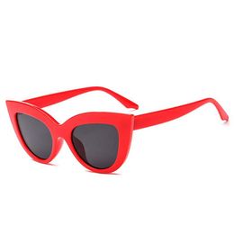 Wholesale-Luxury Candy Colour Cat eye sunglasses Women Red Black Lovely Shades UV400 Trend wild lasses designer fashion Oculos