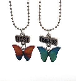 best butterfly gifts Australia - Enamel Butterfly Pendant Necklace Set Best Friends Designer Necklaces 2PCS Set for Couple Women Kids Statement Jewelry Valentine's Day Gift
