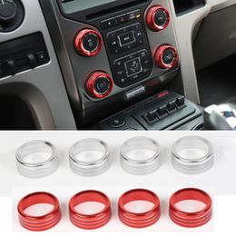 Air Conditioning Audio Switch Knob Ring Decoration Cover For Ford F150 Raptor 2013-2014 Car Interior Accessories195I