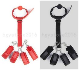Bondage Kinky Neck Collar With Mouth Gag Handcuff Ankle Cuffs Slave Shackle Restraints #R52