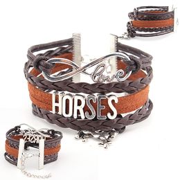 Woven leather rope bracelet infinite love flying horse bracelets fashion horses letters Jewellery