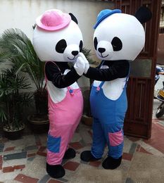 2019 High quality hot EVA Material Helmet Couple panda Mascot Costumes Movie props show walking cartoon Apparel