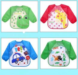 Baby Smock Bibs Bandana Burp Cloth Toddler Cute Cartoon Long Sleeve Apron Overclothes Infant Printed Waterproof Bibs Saliva Cloths TLZYQ1050