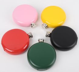New style stainless steel 5oz Round Flask Colour black /Red/ pink/yellow/army green /sliver,Mixed Colour available