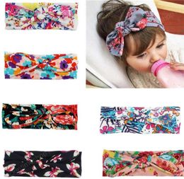 Rabbit Ear Hairband Bohemia Bow Baby Headwear Floral Newborn Girl Head Band Printed Infant Headwrap Hair Accessories 7 Designs