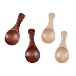 Naturel Wooden Coffee Tea Sugar Salt Spoon Scoop Kitchen Utensil Set MINI Wood Spoon Cooking Tool for shipping