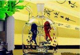 new Flat flower point Pisces hookah Wholesale Glass bongs Oil Burner Glass Water Pipes Oil Rigs Smoking Freen