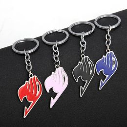 Hot Sale Animation Jewellery Fairy Tail Keychain Fashion Alloy Keychains Ring 4 Colours Wholesale 24pcs/Lot Key Chain Accessories