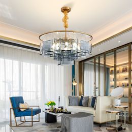 Luxury chandelier lighting for living room bedroom modern dining room LED blue glass hang lamps round gold light fixtures