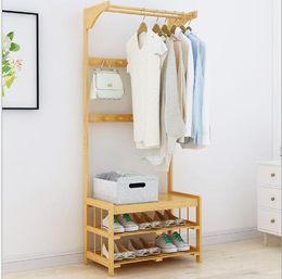 Hat rack Hallstand Change the footstool at the door clothes hanger landing bedroom multi-functional bamboo clothes hanger