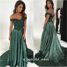 Lace Off the Shoulder Bridesmaid Dresses A-Line High Split Backless Sexy Dress Satin Formal Wedding Party Dresses Guest