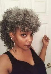 Natural Highlights Grey Human Hair Ponytail Extension 10 16inch Salt And Pepper 4c Clip In Grey Hair Ponytail Puff Fringe Bangs Hairpiece