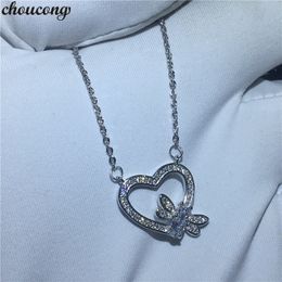 choucong honeybee Heart Pendants 5A Zircon Cz Real 925 Sterling silver Wedding Pendant with Necklace for women Birthday Gift