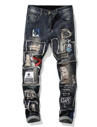 Mens New Fashion Skinny Punk Slim Fit Jeans Distressed Denim Hole Pants Male Pencil Streetwears Pants