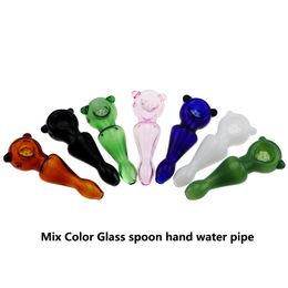 Wholesales 4.2Inches Heady Glass Spoon Hand Water Pipe With Snowflake Prismy Solide Pyrex Glass Spoon Pipe Smoking Bubbler Water Pipes