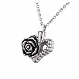 Cremation Jewelry Rose Flower Urn Necklace Memorial Ash Keepsake Pendant