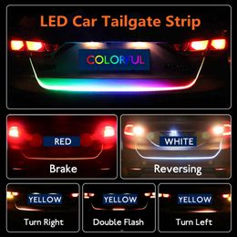 LED Car Tailgate Light Strip 4 Colors Brake Driving Turn Signal Lamp Driving Signal Knight Trunk Lamp HHAA55