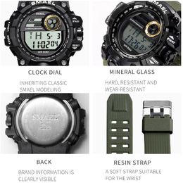 SMAEL marca Orologi da uomo Sport Militare SMAEL S Shock Relojes Hombre Casual LED Orologio da polso digitale Impermeabile 1545D