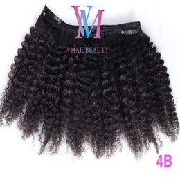 VMAE Brazilian 100% Unprocessed Virgin Human Hair Extensions 4B 4C Clips In Natural Color 100g 120g 160g 180g 200g Clip In