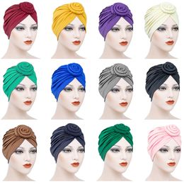 Cute Solid Colour Knot Turban Hat Stretch Caps Hair Care Beanie For Women Girl Fashion Accessories