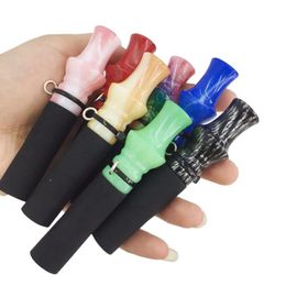 Newest Colourful Resin Mouthpiece Holder Silicone Tip Portable Lanyard Innovative Design Hang Rope Lock For Hookah Shisha Smoking Stem Handle