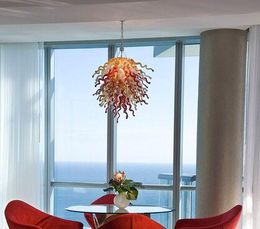 100% Handmade Blown Murano Glass Chandelier Light Villa Foyer Decor Glass Hanging Chain Chandelier Chihuly Style LED Chandelier