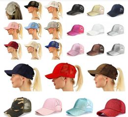 Glitter Women Baseball Cap Ponytail Mesh Snapback Hat Casual Sport Sun Caps Sequins Shining Washed Adjustable Hats